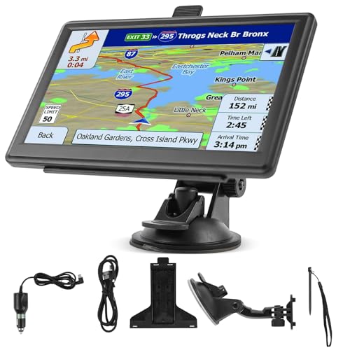Riloer GPS-Navigationsset Universal für Auto, LKW, Wohnwagen, LKW, Wohnwagen Display mit Halterung und FM-Transmitter, Sie können die Sprache ändern, Deutsch7 Zoll,navigationsgeräte für Auto(17,8 cm)