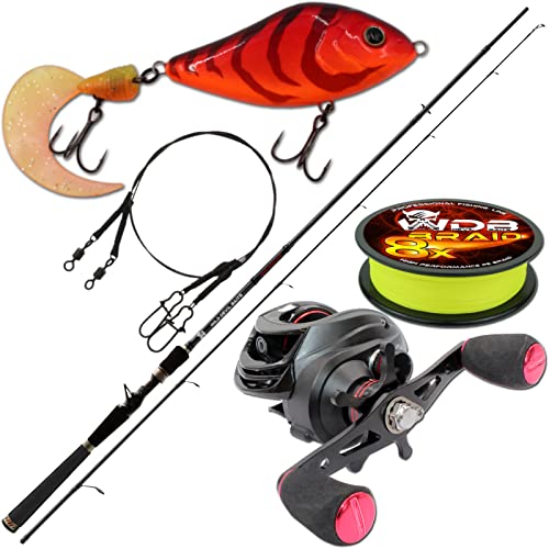 Angel-Berger Wild Devil Baits Baitcast Combo Baitcast Rute Baitcaster Angelset Jerkbait Set