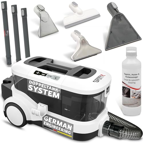 SPRiNTUS Nasssauger Polsterreiniger Gerät SPOTTY mit 170mbar Saugleistung für gründliche Reinigung von Teppich, Polster, Tierhaar, Auto & Hartboden I Hygienischer Teppichreiniger Waschsauger [67db]