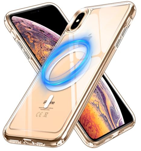 ivoler Klar Magnetisch Hülle für iPhone XS Max 6.5 Zoll, [Kompatibel mit MagSafe] [Nie Vergilbung] [Militärischer Schutz] Stoßfest Kratzfest Transparent Schutzhülle Durchsichtige Handyhülle Case
