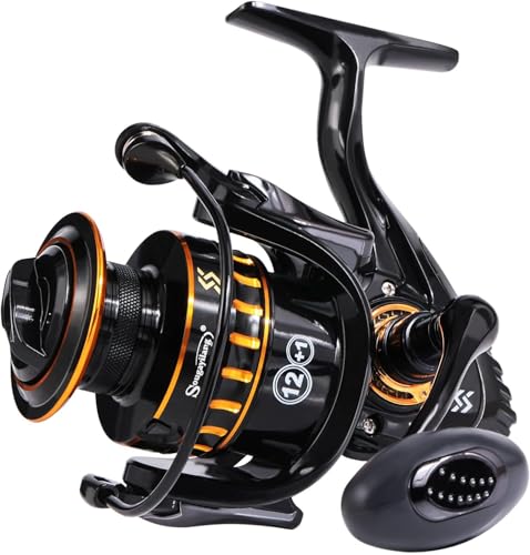 Yun Nong Leichte Spinn-Angelrolle, ultraglatte 12 + 1 Edelstahl-Kugellager für Süßwasser- und Karpfenangeln, präzise gefräste Zahnräder für Posen-/Grobangeln