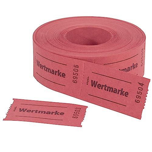 SIGEL GR554 Wertmarken Gutscheinmarken Rolle rot, 500 Bons, aus Recyclingpapier, Essensmarken, Getränkebons