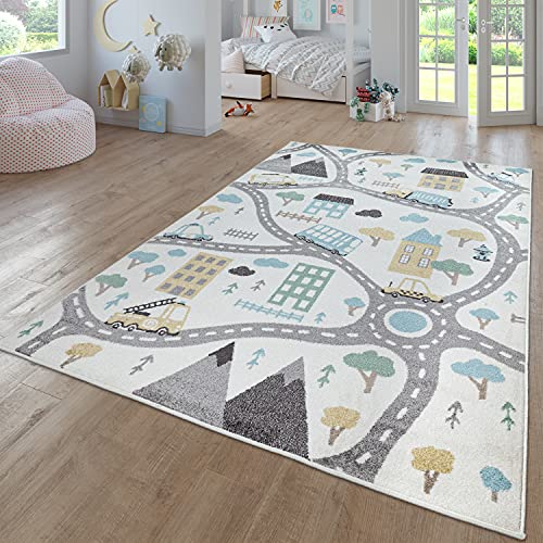 TT Home Teppich Kinderzimmer Kinderzimmerteppich Junge Mädchen Kinderteppich Modern Soft, Farbe:Creme 3, Größe:120x160 cm