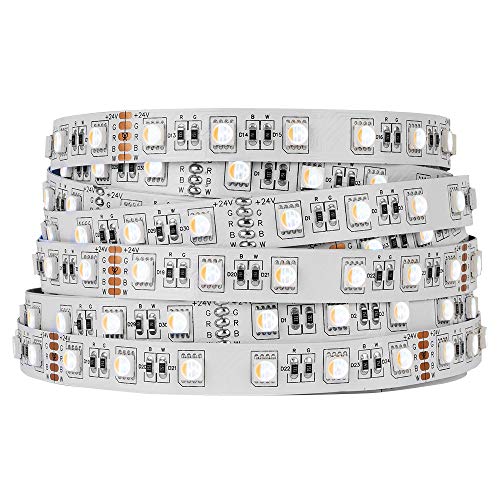 BTF-LIGHTING 5050 RGBW RGB+Warmweiß(2700K-3000K) 4 Farben in 1 LED 5m 60LEDs/m Mehrfarbiges LED-Leuchtband IP30 Nicht wasserdicht Weiß PCB DC24V Für Innendekorationen
