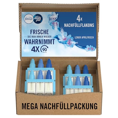 Febreze 3Volution Duftstecker 4x Nachfüllflakons Aprilfrisch, 3 Abwechselnde Düfte Zum Bekämpfen Von Gerüchen