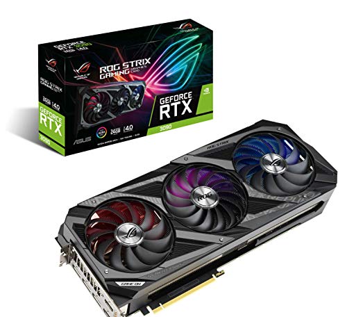 ASUS ROG Strix NVIDIA GeForce RTX 3090 Gaming-Grafikkarte, PCIe 4.0, 24 GB GDDR6X, HDMI 2.1, DisplayPort 1.4a, Axial-Tech Lüfterdesign, 2,9 Slot