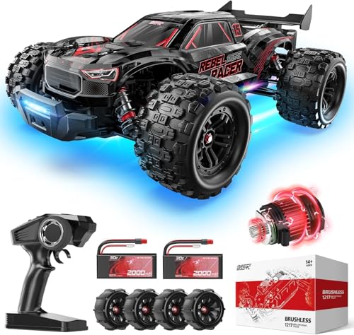 DEERC 1:14 Brushless RC Auto für Erwachsene, 46+ mph Off-Road, 2 * 3S Lipo, 4WD wasserdicht, 7 Lichtmodi,High Speed Ferngesteuertes Auto, All-Terrain Truggy für Schnee, Sand & Schlamm