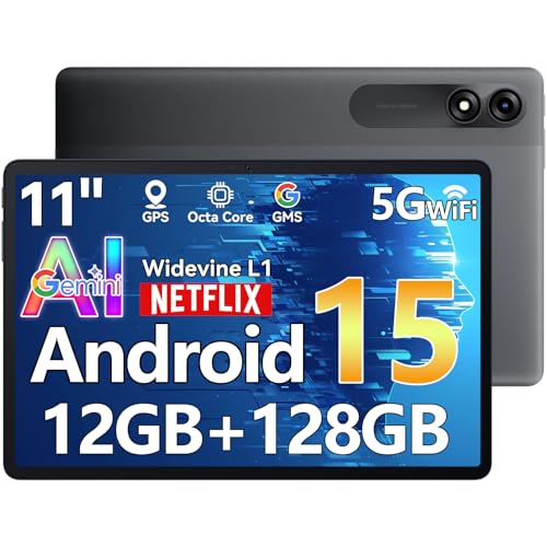 Blackview Tab90 WiFi Android 15 Tablet 11 Zoll,Gamini AI Tablet Android, 12GB RAM+128GB Speicherplatz(2TB TF),Großes Display Widevide L1,Octa-core, 8200mAh Akku,5G WiFi,Dual13MP+8MP,GMS,BT 5.0