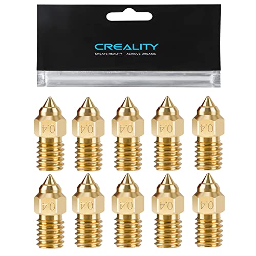 Creality 10 Stück Messing Düsen 0,4mm für Ender 5 S1, 3D Drucker Teile High Speed Düsen Set M6 0,4mm für Ender 5 S1, Ender 3 V3 SE, Ender 7, Spider 1.0 Hotend