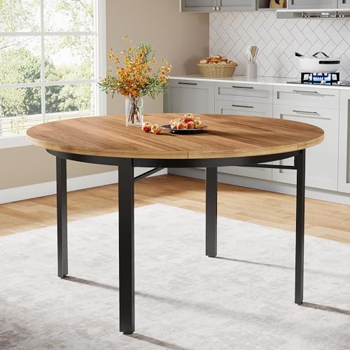 Tribesigns Runder Esstisch für 4-6 Personen, 118.5cm Küchentisch Esszimmertisch mit soliden Metallbeinen, Kreis Esstisch für Esszimmer, Küche