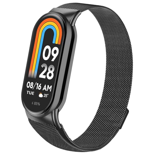 Meliya für Xiaomi Smart Band 9/10/8 Armband Damen Herren, Weich Metall Ersatzarmband für Xiaomi Mi Band 10/9/8