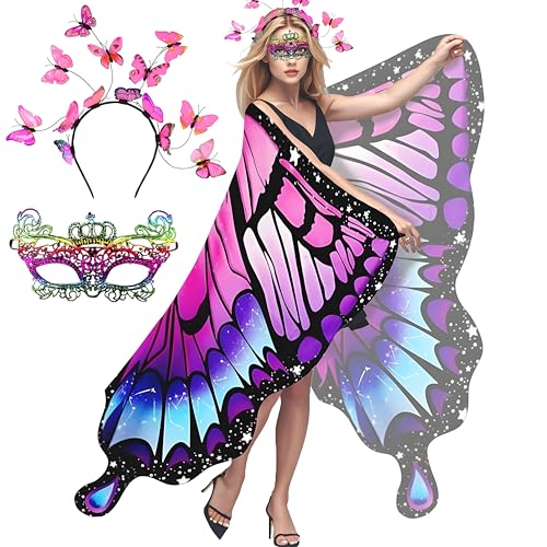 Taechalingo Schmetterling Kostüm Damen,Schmetterling Kostüm Erwachsene,Faschingskostüme Damen,Karneval Kostüm,Faschingskostüme Damen,für Halloween Karnevel Cosplay
