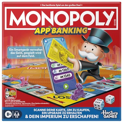 Monopoly App Banking Brettspiel - Deutsche Fassung, Moderne Version des Klassikers, elektronisches Spiel für Kinder ab 8 Jahren, für 2 bis 6 Spieler