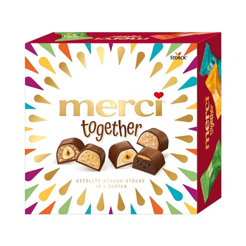 merci together – 1 x 175g – Mischung von gefüllten Edel-Vollmilchschokoladen-Pralinen