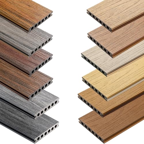 ECOTRAVERS | WPC Terrassendielen Verbundwerkstoff PREMIUM | Komposit dielen Balkonfliesen Terrassendielen Muster | Holzprobe | Sample kit | Musterstück | Sampler | 6stuck - 12 Farben