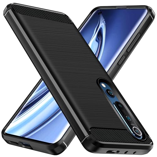 ivoler Silikon Hülle für Xiaomi Mi 10 5G, [Militärischer Schutz] Stoßfest Handyhülle, Dünne Weiche Flexible TPU Kratzfest Schutzhülle Anti-Fingerabdruck Case Cover, Schwarz