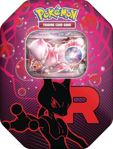 Pokémon-Sammelkartenspiel: Tin-Box Team Rocket – Mewtu-ex (1 holografische Promokarte & 4 Boosterpacks)