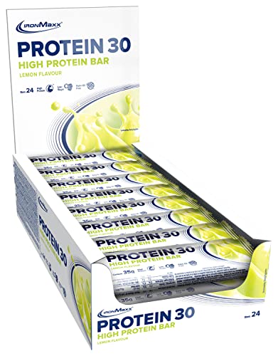 IronMaxx Protein 30 Eiweißriegel – Lemon - 24x35g | High Protein Bar 30% Eiweiß, Low Carb & zuckerreduziert | Vitaminreicher Fitness Snack für Muskelaufbau & Diät