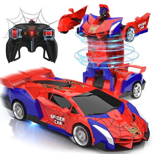 Ferngesteuertes Auto Spielzeug ab 3 4 5 6 7 8+ Jahre Junge Mädchen, 2.4GHz Transformation Roboter Spider RC Auto mit Fernbedienung, Weihnachten Geburtstags Geschenke Kinder Spiele ab 3-12 jahren