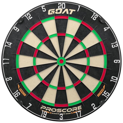 GOAT – Proscore PWR Professionelles Dartboard, brasilianisches Sisal, selbstheilend, minimale Abpraller, Spiderweb-Technologie, Edelstahl-Bullseye