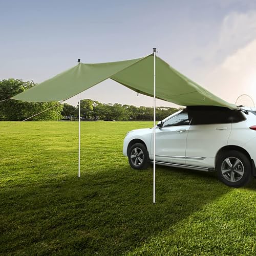 Auto Vorzelt Heckklappe 300*200cm,Kamanan Wasserabweisendes Sonnensegel,Wasserdichte Auto-Campingzelt,Auto-Vordach,Heckklappenzelt,Heckzelt Auto,Geeignet für SUV-Modelle,Outdoor,Camping (Militärgrün)