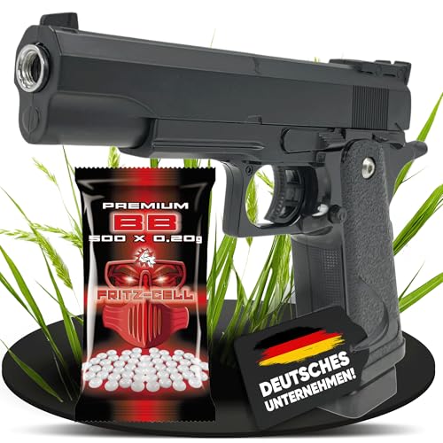 Fritz-Cell Set Softair Federdruck Airsoft Pistole Waffe 0,5 Joule 6 mm inkl. 500 Premium BB's 0,20g Munition (FC6)
