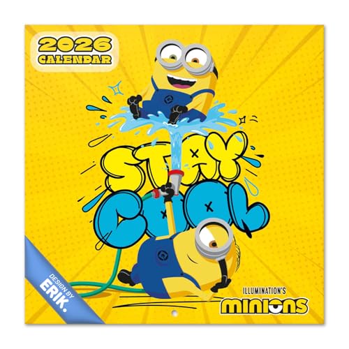 Grupo Erik Kalender 2026 Wandkalender Die Minions Kalender Familienplaner - Jahresplaner Monatskalender 2026 30 x 30 cm Planer Jahreskalender 25 für 12 Monate - Offizieller Fanartikel