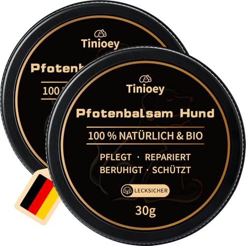 Tinioey Pfotenbalsam Hund 30g x 2 - heilt, repariert und regeneriert trockene, rissige & beschädigte Pfoten, Pfotenpflege Pfotenschutz Hund, Hundepfoten Balsam, Hundezubehör, Hunde Geschenke