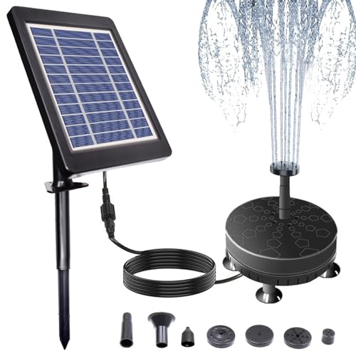 Solar Springbrunnen Für Außen 3.5W, Solarbrunnen Für Draussen Mit 3M Kabel, 6 Fontänenstile, Solar Teichpumpe Für Außen 180L/H Springbrunnen Solar Teich Für Garten, Vogel-Bad