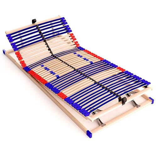 stabiler Lattenrost 100% BUCHE - Kopf- und Fußteil verstellbar - SCHULTERFRÄSUNG, 7 Zonen, 42 Federleisten, Härteregulierung, Mittelgurt - VARIO PLUS SLEEP BEST 42® unmontiert (90x200cm)