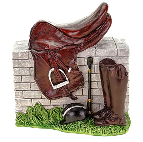 Kremers Schatzkiste XXL Spardose Pferdesattel 15 cm Handbemalt Sparschwein Pferd Reiten - Geldgeschenk Reitsport - Deko Figur Polyresin bunt - Drehverschluss