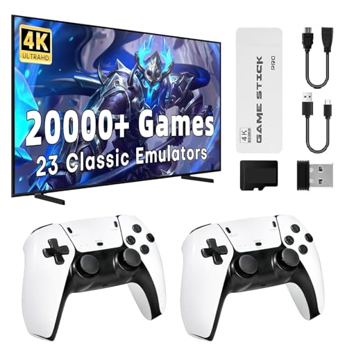 Retro Konsole Spielkonsole Game Stick Retrolink, 20,000+ Spiele mit 2 Gamepads Plug & Play Game Stick HDMI für TV, Geschenk für Familien & Erwachsene Spiele (64G-UP)