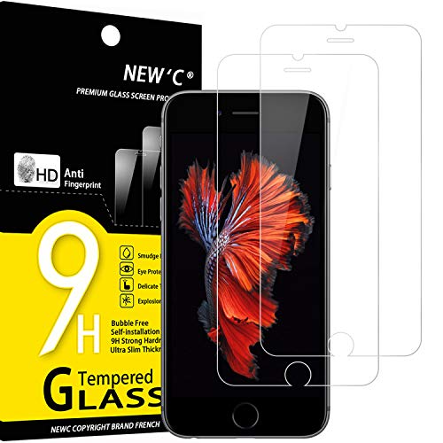 NEW'C 2 Stück, Panzer Schutz Glas für iPhone 6, iPhone 6s, Frei von Kratzern, 9H Härte, HD Displayschutzfolie, 0.33mm Ultra-klar, Ultrabeständig