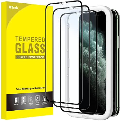 JETech Full Screen Schutzfolie für iPhone 11 Pro Max/iPhone XS Max 6,5 Zoll, Schwarzer Rand Panzer Schutz Glas Folie Displayschutz mit Einfaches Installationswerkzeug, HD Klar, 3 Stück