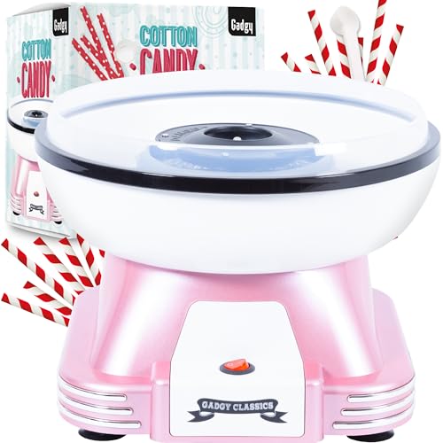 Gadgy Zuckerwattemaschine für zuhause - Zuckerwatte Maschine für Zucker oder Bonbons - Cotton Candy Machine - Zuckerwatte für Kinderfest, Geburtstag und Party - Rosa