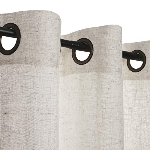 VOILYBIRD Kurz Vorhänge mit Ösen Natürliche Leinenstruktur Gardinen für Fenster Schlafzimmer Wohnzimmer Leinen HxB 160x140 cm 2 Stück