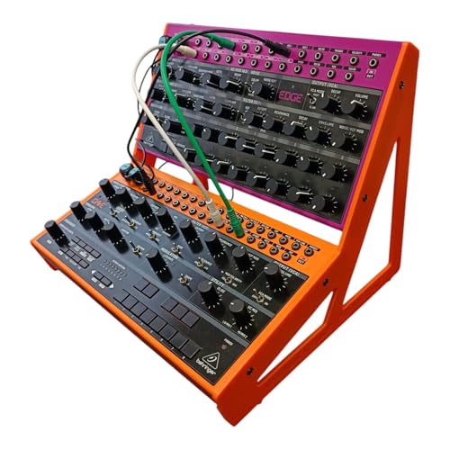 Acid Console Eurorack Desktop Ständer, 2x Behringer Edge, Crave, Spice oder Grind Synthesizer Halterung, 15° und 60° Winkel, NeonOrange