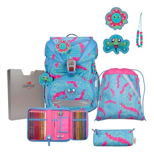 DerDieDas ErgoFlex Superlight Schulranzenset 5-teilig Happy Pixel