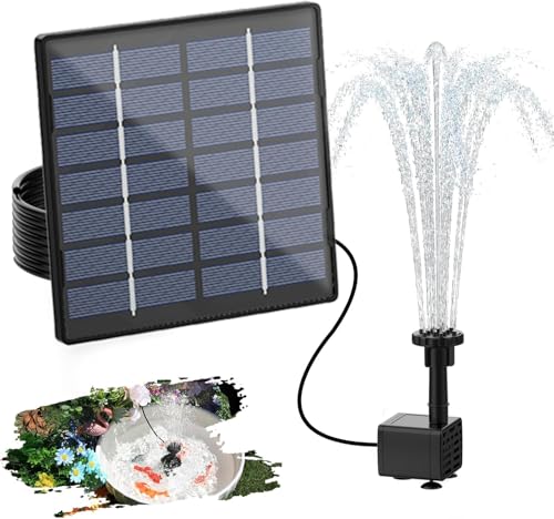 AISITIN Solar Springbrunnen für Außen, Upgrade DIY Solarbrunnen Solarwasserbrunnen, Solar Teichpumpe Solar Fontäne Pumpe Solar-Schwimmbrunnenpumpe mit 6 Fontänenstile für Wasserspiel,Garten