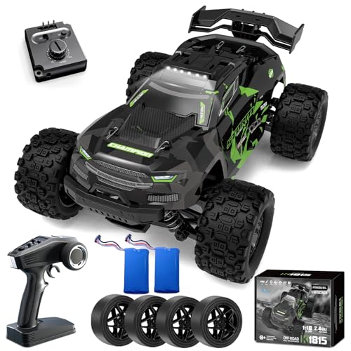 40KM/H Ferngesteuertes Auto ab 8 10 Jahre, 1/18 RC Auto Offroad mit 2 Reifensätzen und 2 Akku 50 Minuten, 2,4GHz Monstertruck Ferngesteuert mit Licht, 4WD Wasserdichter RC Truck für Kinder Erwachsene