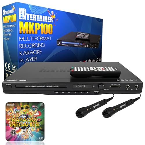 Mr Entertainer MKP100 CDG DVD MP3G Karaoke-Player (kabelgebundene Mikrofone + 200 Songs)