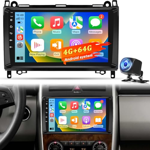 4+64GB Android Autoradio für Mercedes Benz A/B/V Klasse & Sprinter, Wireless CarPlay Android Auto, WiFi GPS Navigation DSP Bluetooth USB Touchscreen Radio + Rückfahrkamera