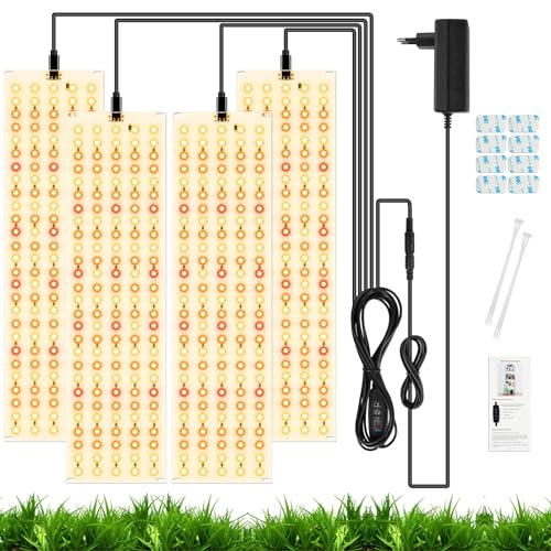 OFFCUP LED Grow Lampe, 4 Stück Pflanzenlampe LED Vollspektrum 270 LEDs Pflanzenlicht, Wachstumslampe mit Timer 3/6/12H, 3 Arten von Helligkeit für Innen Samen Knospe Pflanze Gemüse und Blume