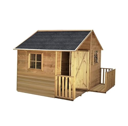 4IQ Spielhaus Kinder Outdoor 182x217x174 cm - Kinderhaus ab dem 1. Lebensjahr - Kinderspielhaus Outdoor aus Holz - Gartenhaus Kinder mit Fenster