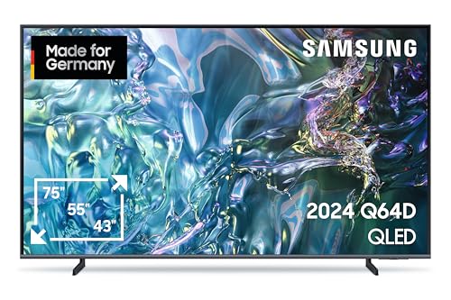 Samsung QLED 4K Q64D Fernseher 75 Zoll, TV mit Quantum Prozessor Lite 4K, 100% Farbvolumen, Upscaling, Motion Xcelerator, Smart TV, GQ75Q64DAUXZG, Deutsches Modell