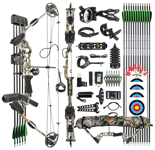 surwolf Bogenschießen CompoundBogen Set, Jagd & Targeting, 20-70lbs einstellbar, IBO 320FPS, 34