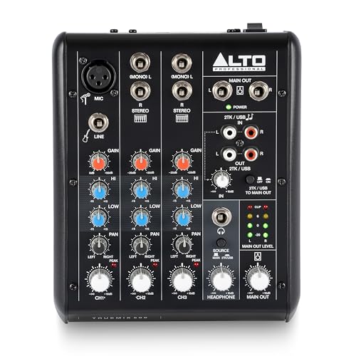 Alto TrueMix 500 Mischpult mit XLR Mic In und USB Audio Interface für Podcasting, Live Performance, Streaming, Recording, DJ - Mac & PC
