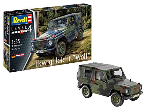 Revell Modellbausatz LKW GL Leicht Wolf I Maßstab 1:35 I Detailgetreue Nachbildung mit vielseitigen Darstellungsmöglichkeiten I Abziehbilder für Verschiedene Einsatzszenarien