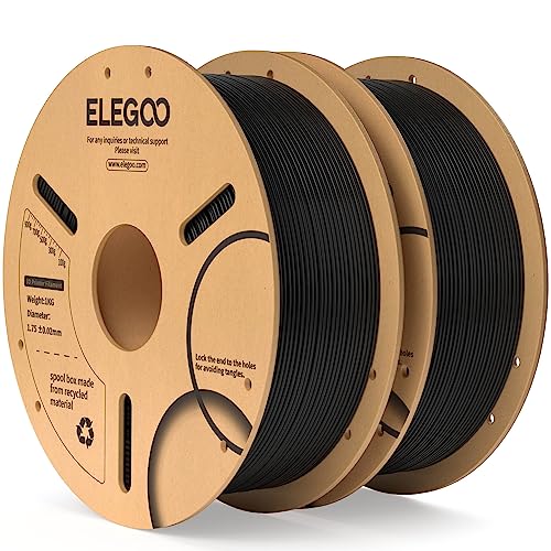 ELEGOO PLA Filament 1.75mm Schwarz 2KG, 3D Drucker Filament Maßgenauigkeit +/- 0,02 mm, 2kg Pappspule (4.4lbs) Filament-3D-Druckmaterialien Passt für die Meisten 3D Printer