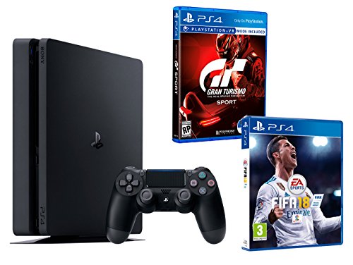 PS4 Slim 1Tb Konsole - 2 Spiele Bundle - FIFA 18 + Gran Turismo Sport